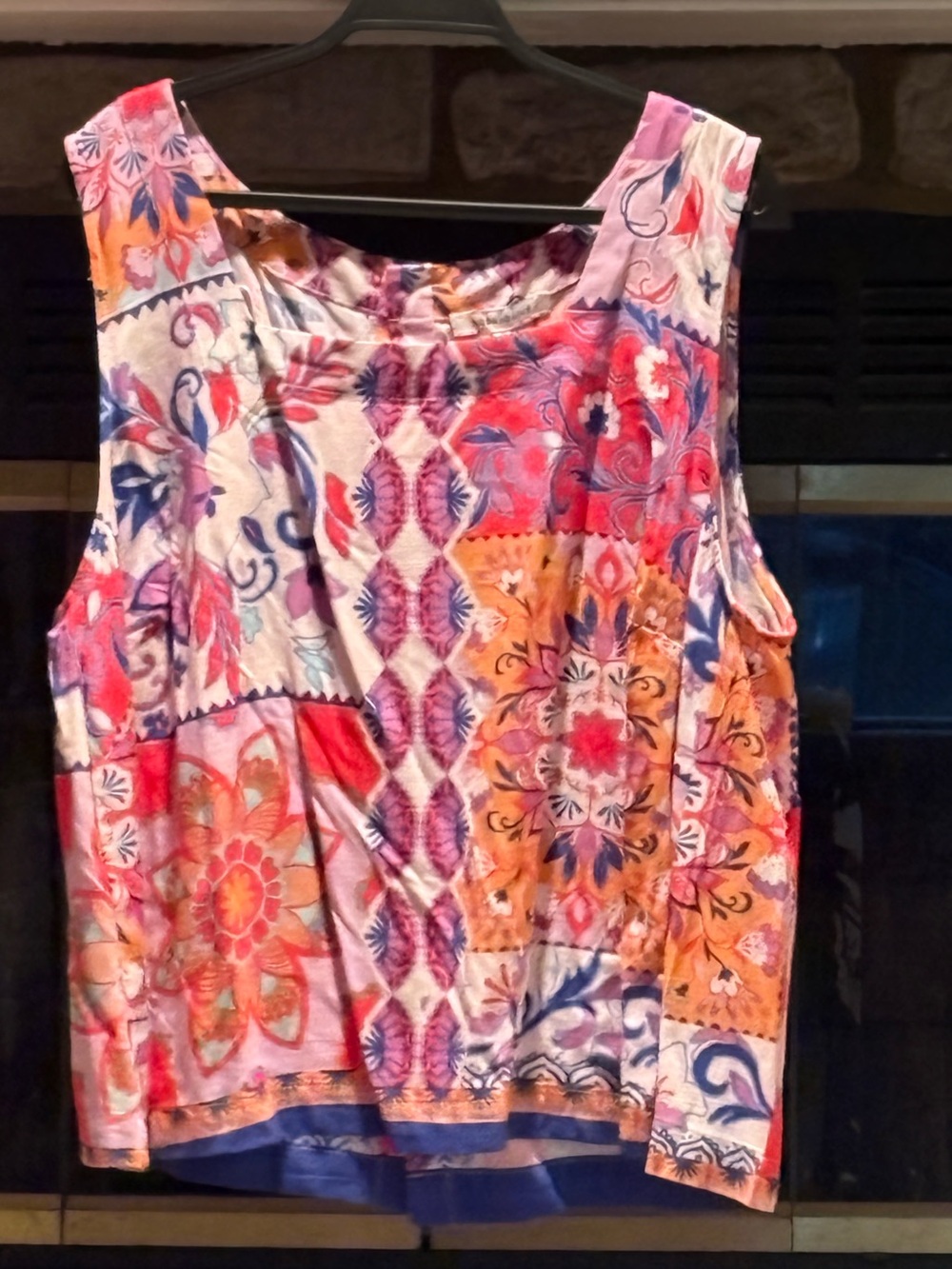 Rose & Olive Multicolor Patchwork Scoop Neck Tank Top